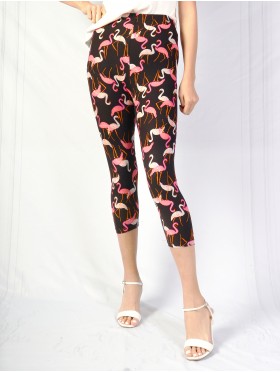 Flamingo Print Stretch Capri